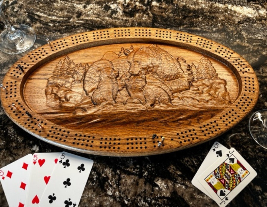 Bear Family Large Wildlife Cribbage Board