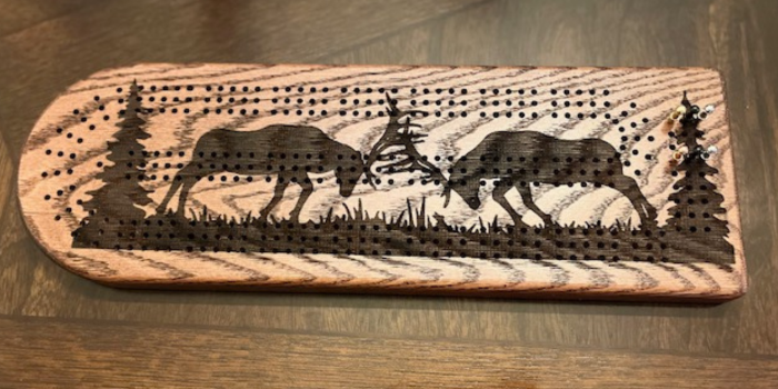 Elk In Rut Cribbage Board