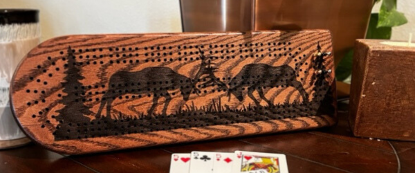 Elk In Rut Cribbage Board