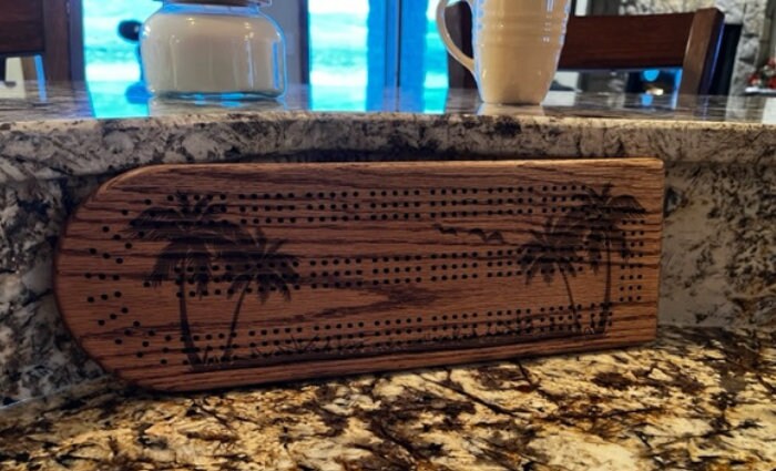 Palm Tree Sunset Cribbage Board