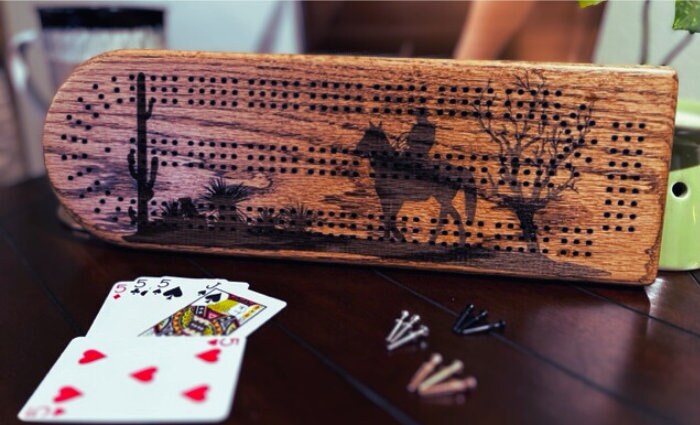 Southwestern Desert Art Cribbage Board