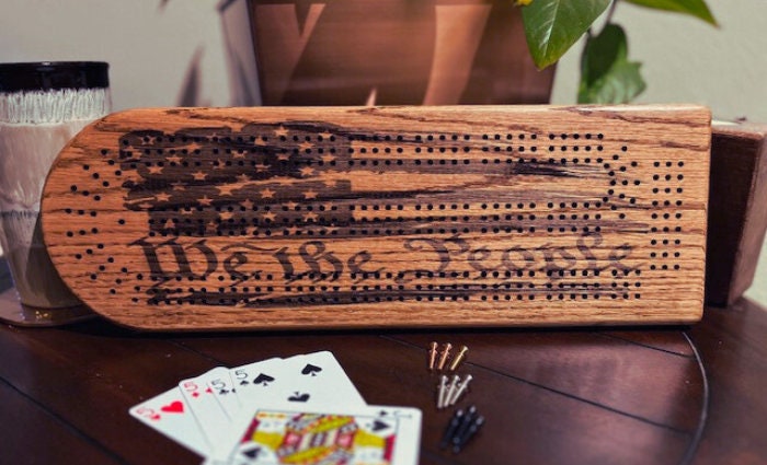 American Flag Cribbage Board