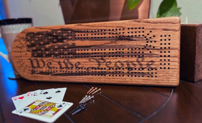 American Flag Cribbage Board