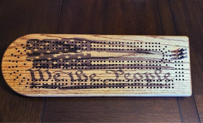 American Flag Cribbage Board