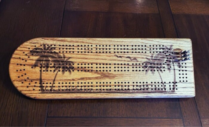 Palm Tree Sunset Cribbage Board