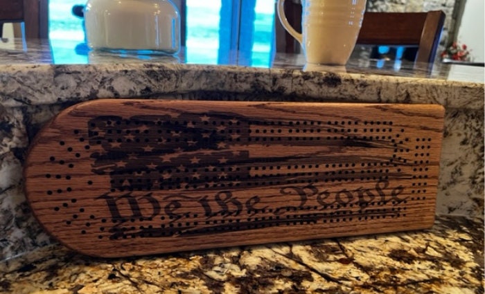 American Flag Cribbage Board