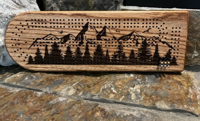 Mountain Scene Cribbage Board