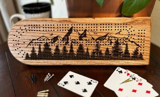 Mountain Scene Cribbage Board