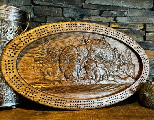 Bear Family Large Wildlife Cribbage Board