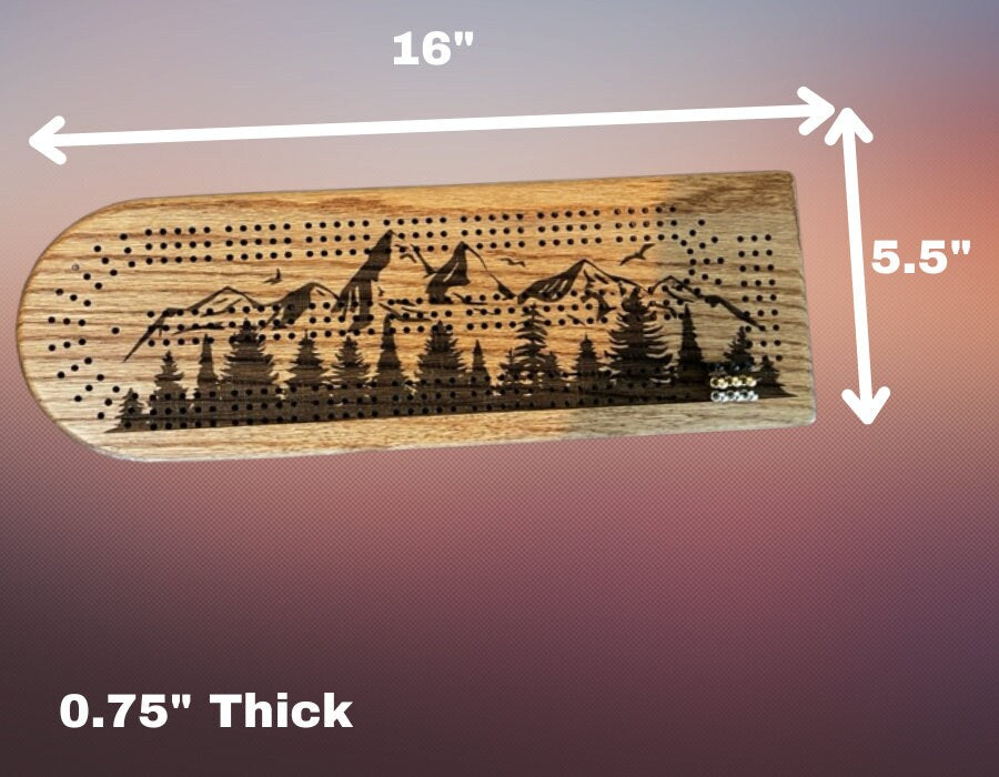 Mountain Scene Cribbage Board